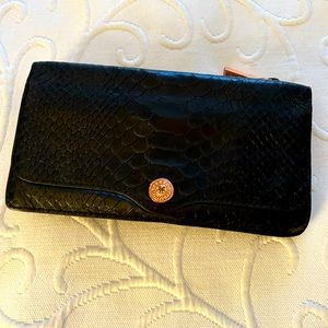 Rebecca Minkoff leather snake skin wallet- black
